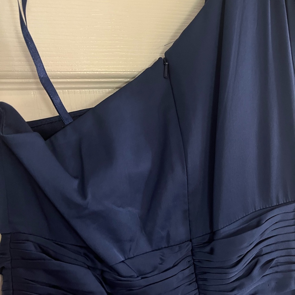 Mac Duggal NWT #67866 One-Shoulder Bishop Sleeve Royal Blue Flowy Gown Size 0 - Picture 11 of 11